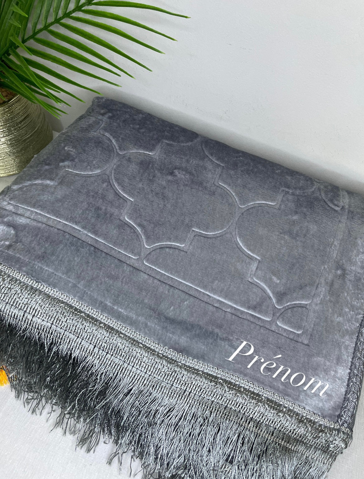 Tapis de prière personnalisé gris clair - Forme dôme