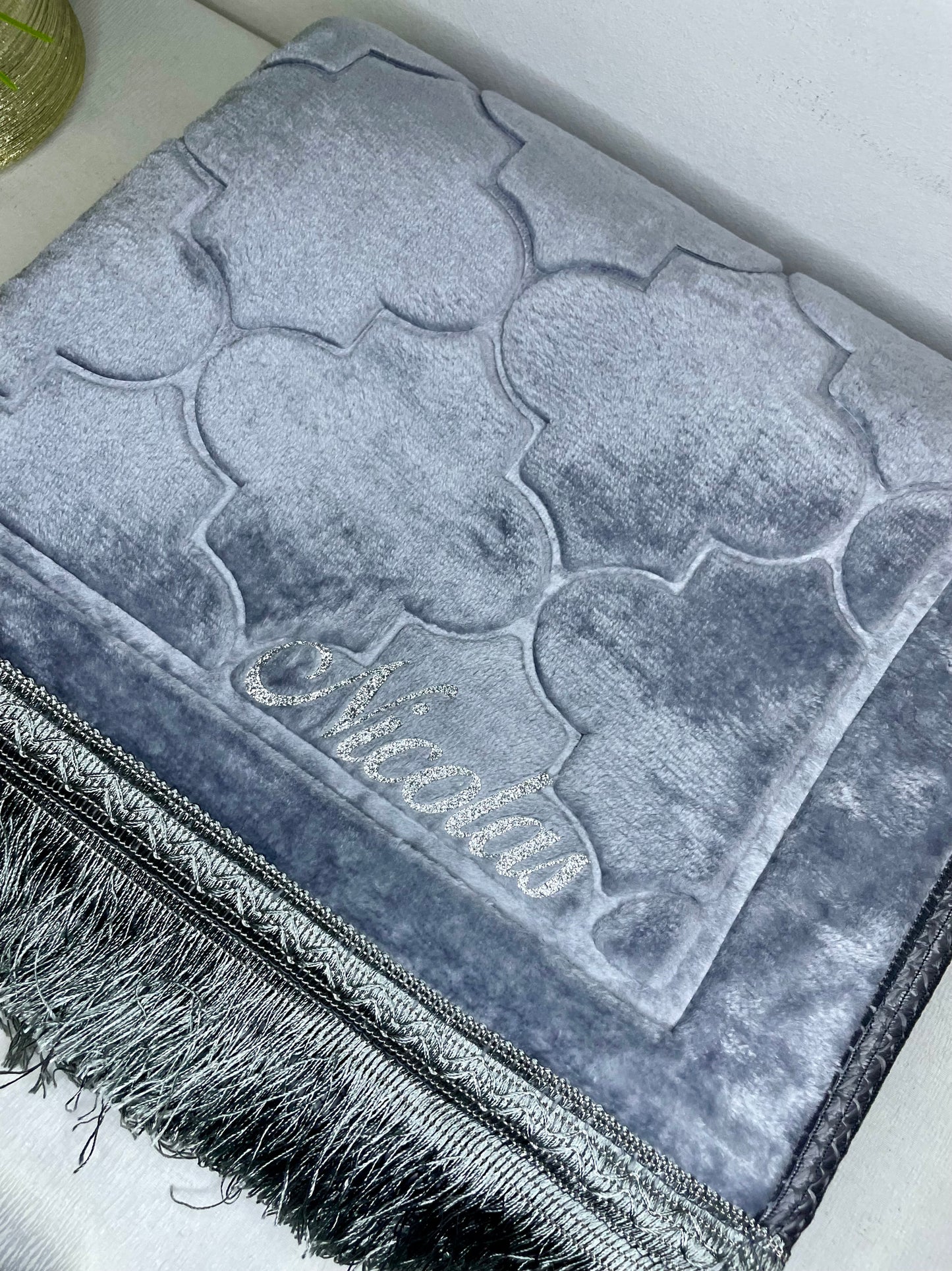 Tapis de prière personnalisé gris clair - Forme dôme