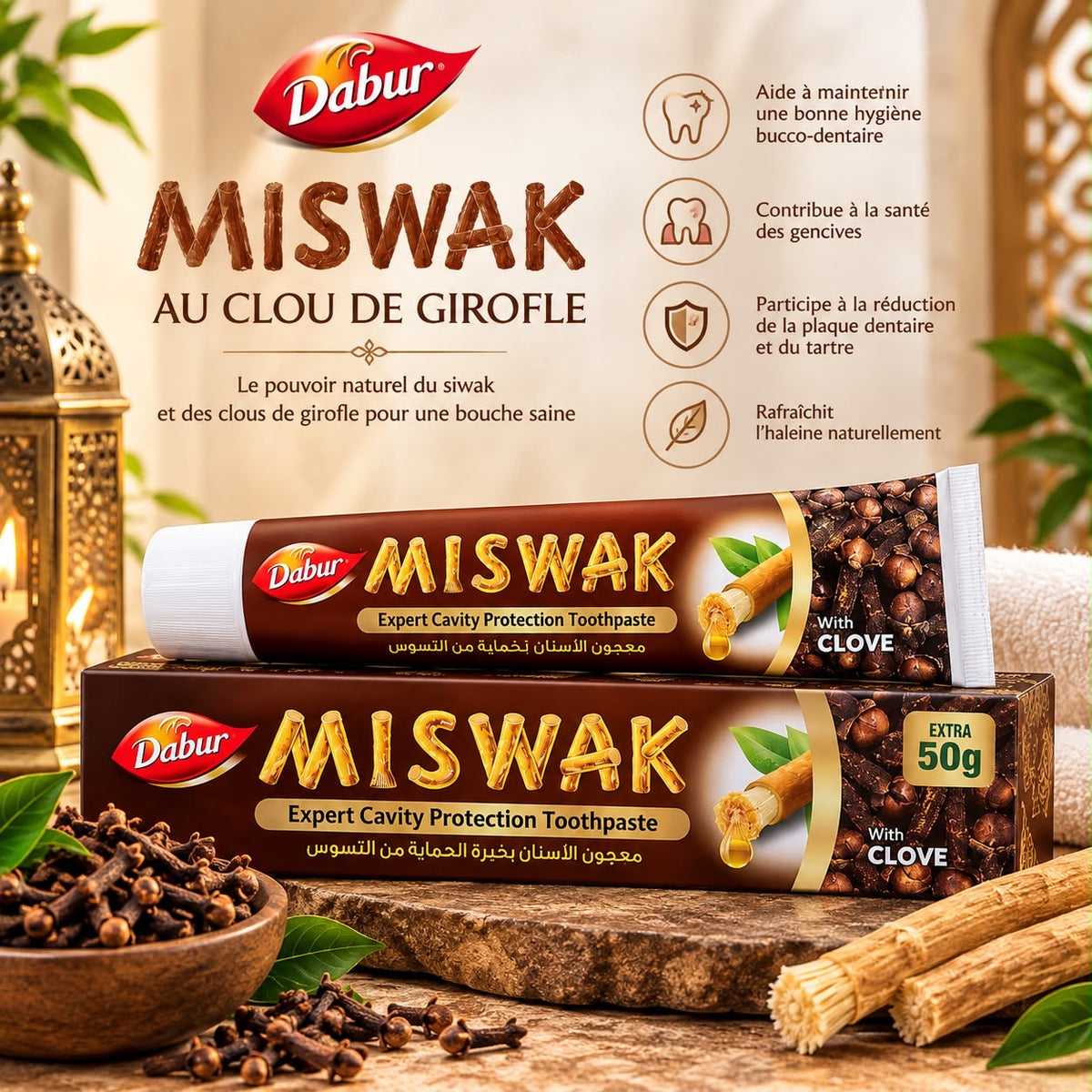 Dentifrice Miswak Clou de Girofle  (grand format 120g+50g offert)