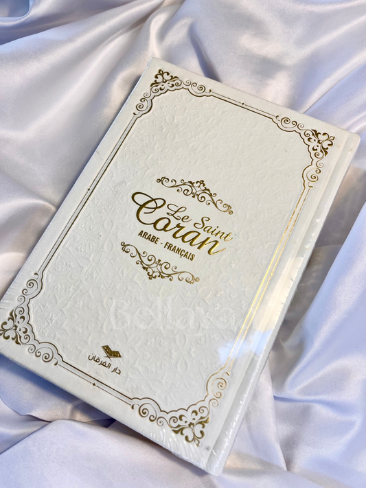 Le Saint Coran Arabe/Français QR Code Bordures dorées - Blanc