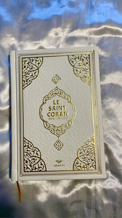 Coran Arabe/Français QR Code Bordures dorées - Blanc